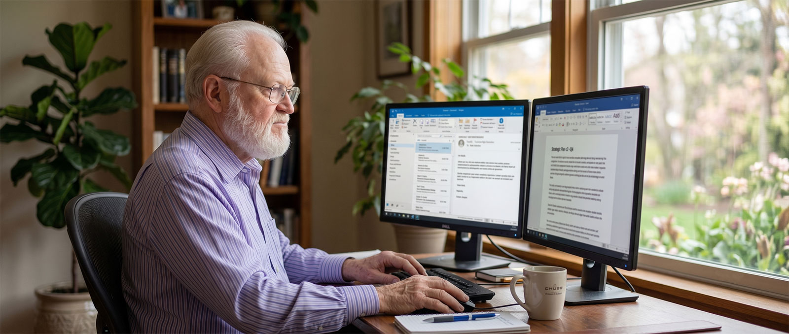 Frank Ball at his computer